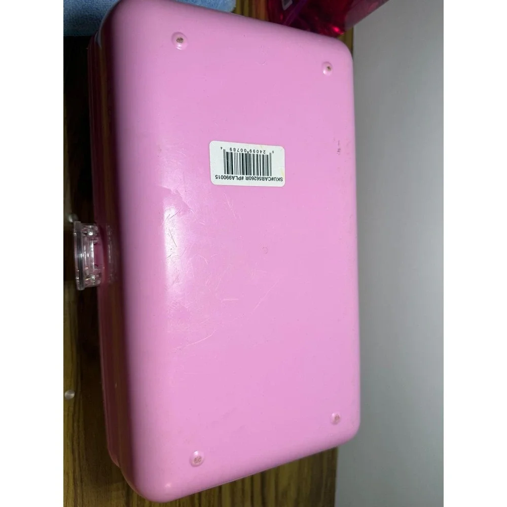 Vintage Caboodles 2 Tier Pink‎ Jewelry Makeup Case Mirror Handle 5626
